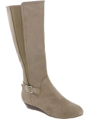 Cara Womens Faux Suede Pull On Knee-High Boots