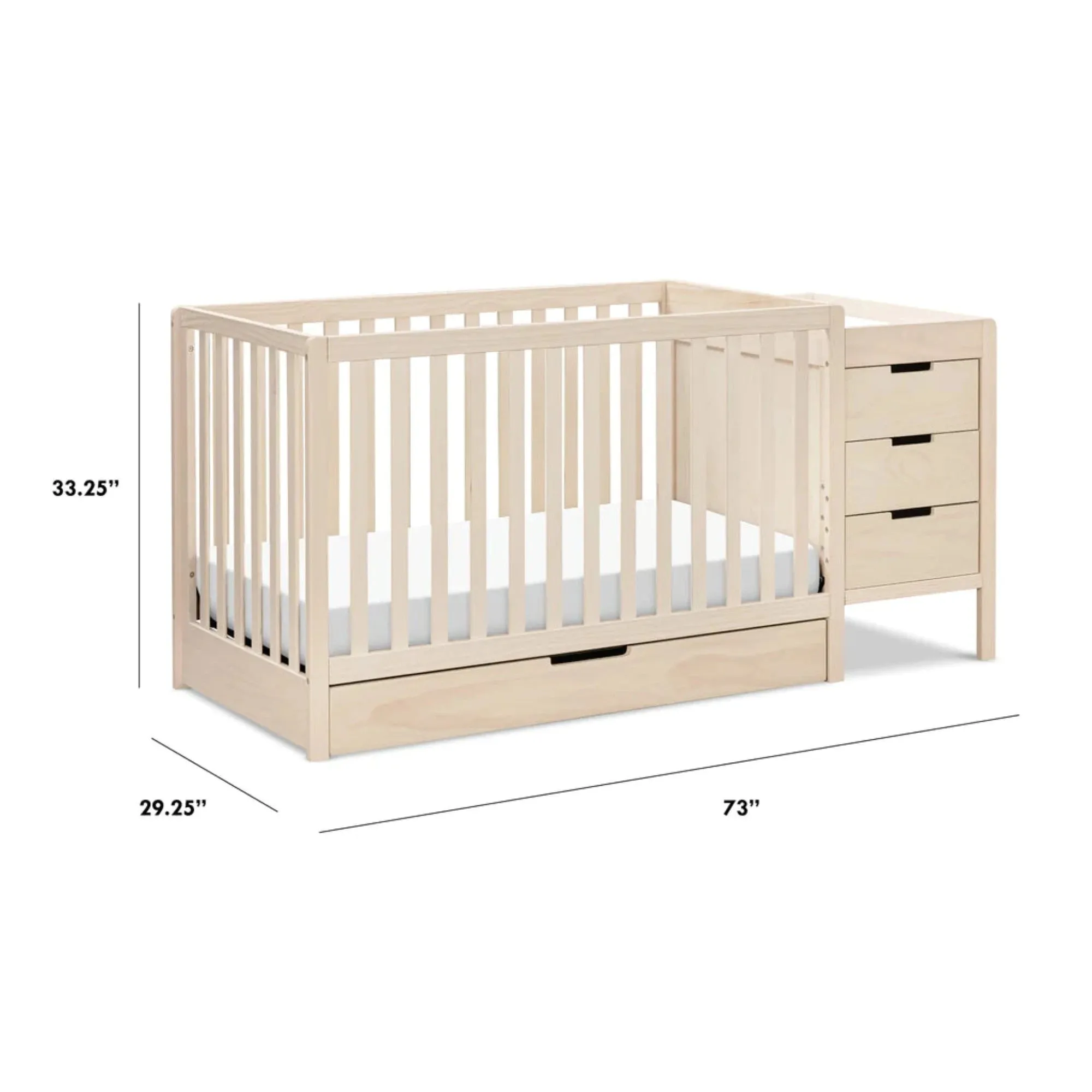 CARTERS by DAVINCI Colby 4-in-1 Convertible Crib & Changer Combo - Washed Natural