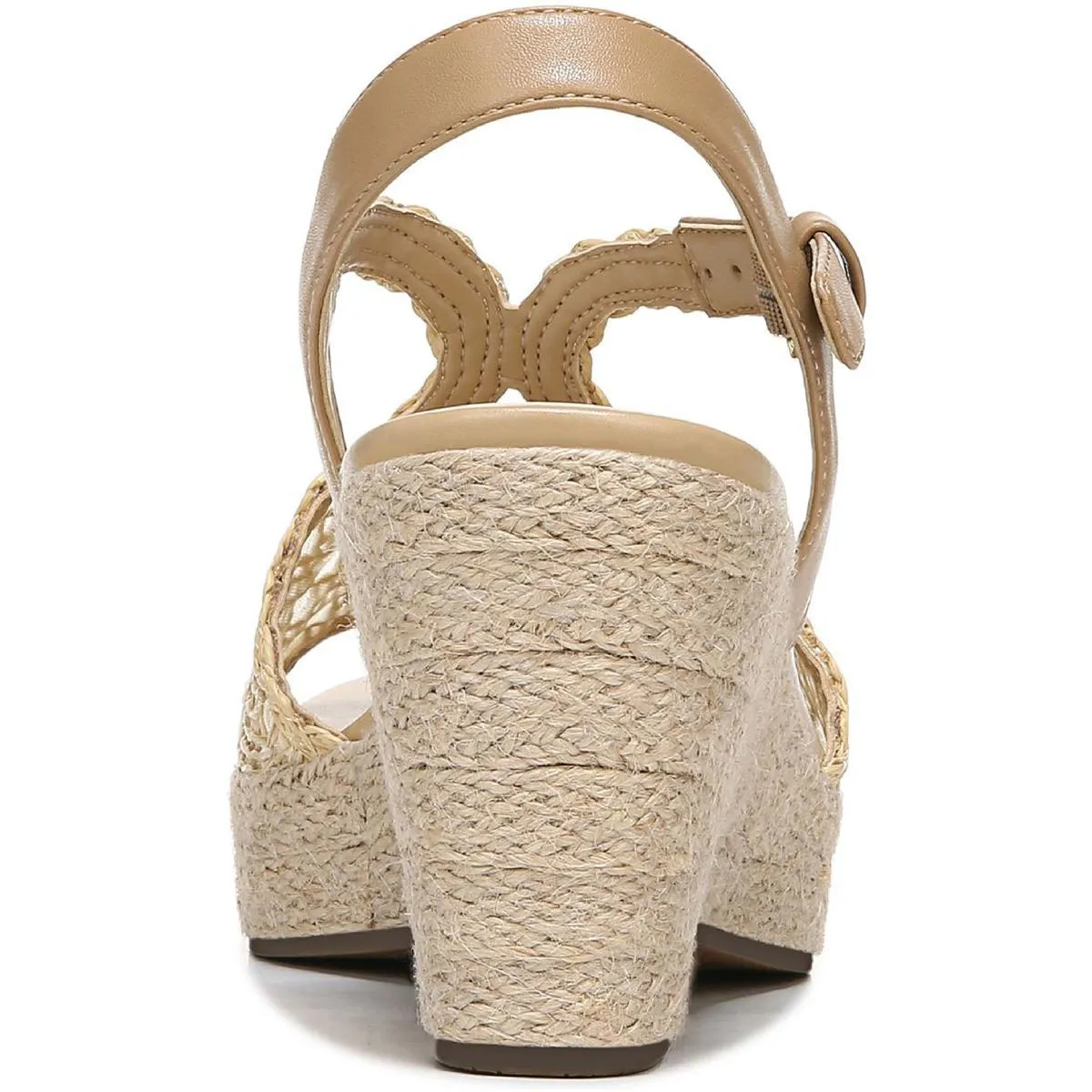 Catalina Womens Faux Leather Cut-Out Wedge Sandals