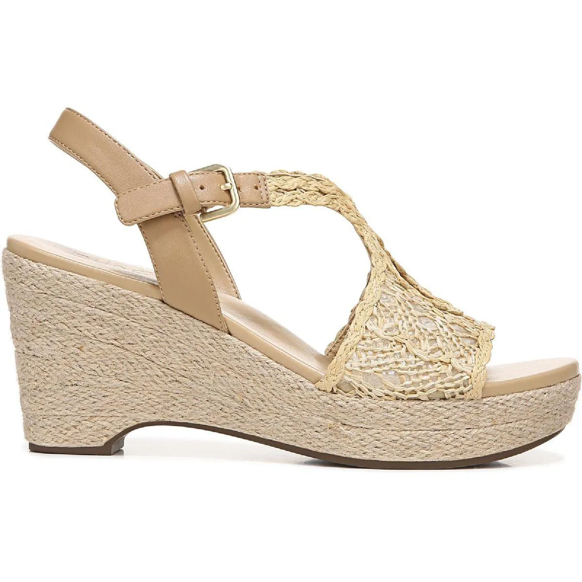 Catalina Womens Faux Leather Cut-Out Wedge Sandals