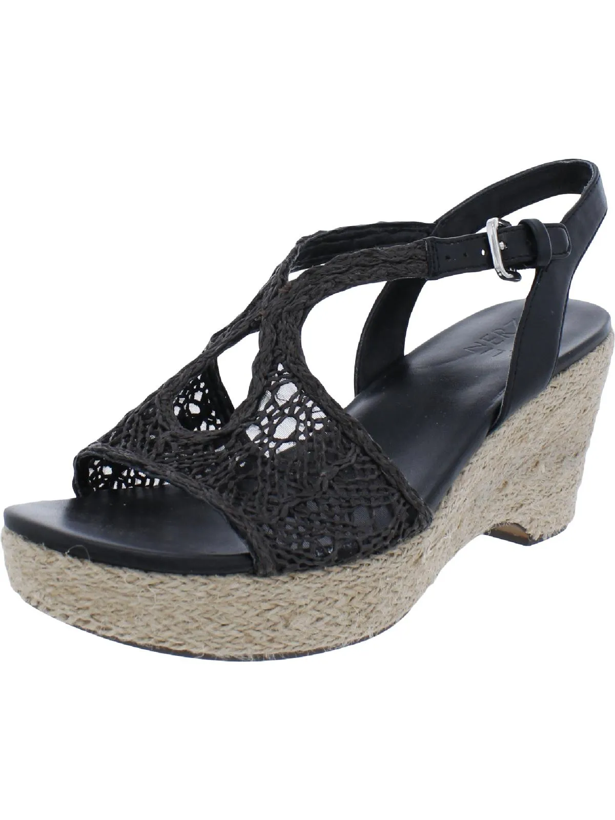 Catalina Womens Faux Leather Cut-Out Wedge Sandals