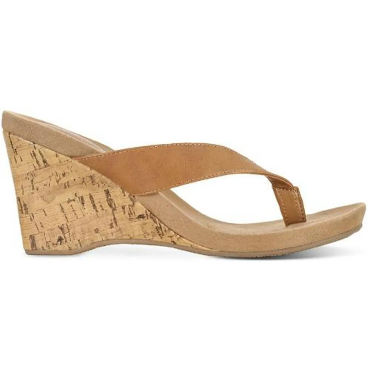 Chicklet Womens Faux Leather Thong Wedge Sandals