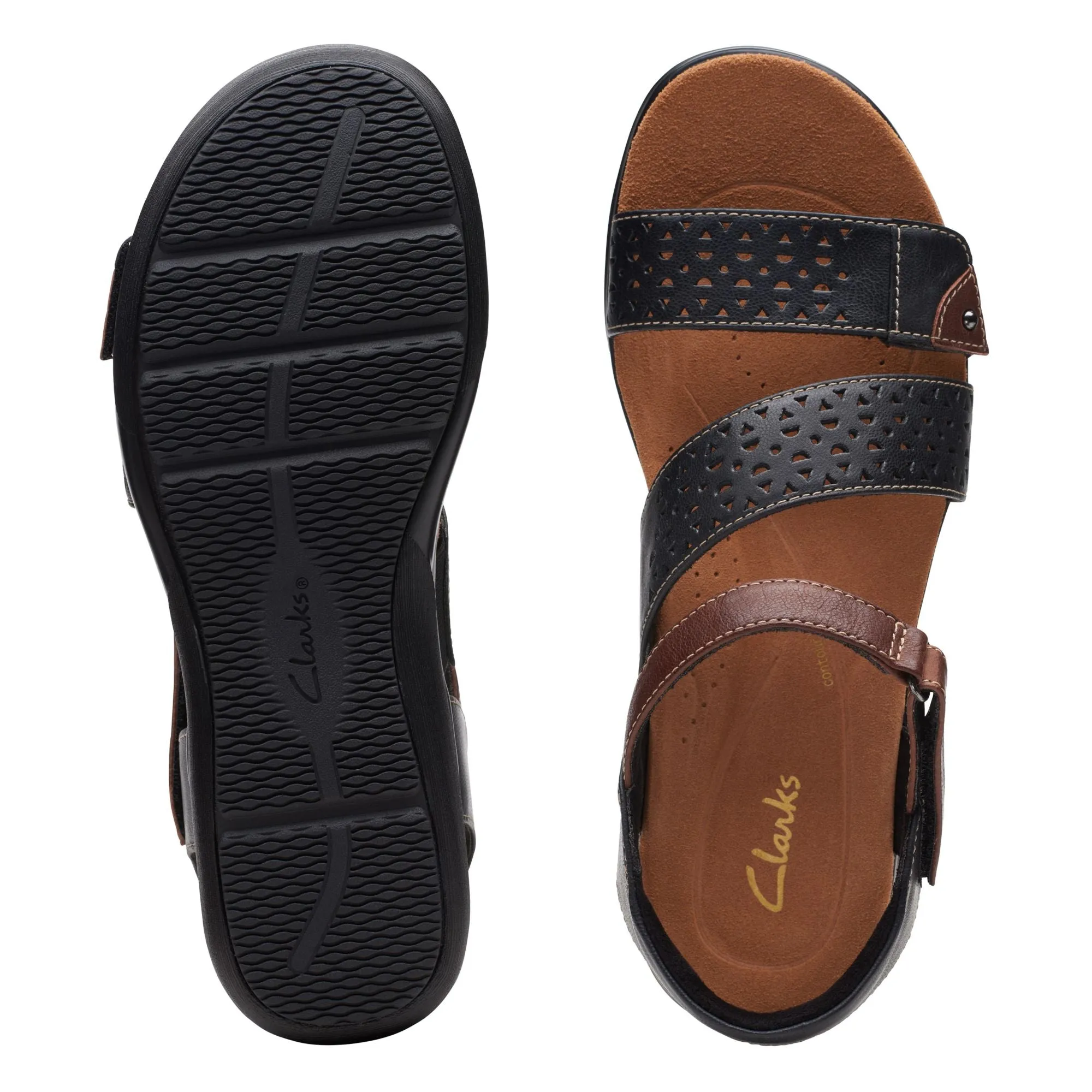 Clarks Women's Kitly Way Strap Sandal in Black