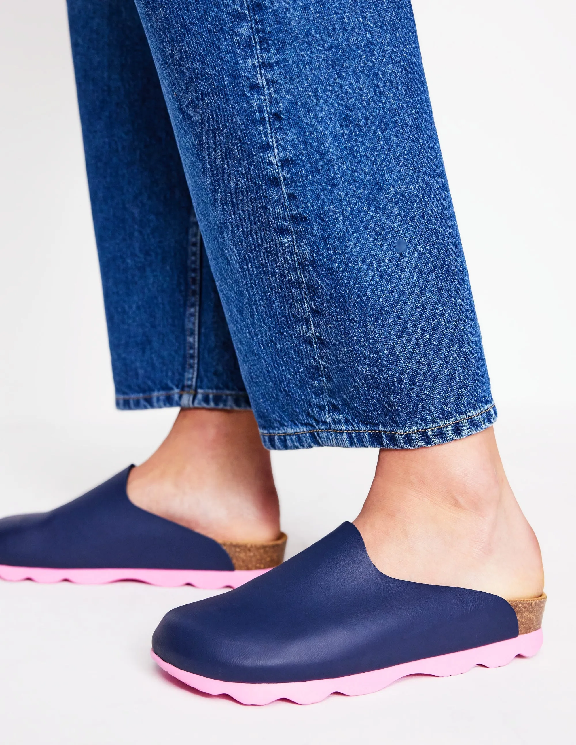Colour Block Clogs-Navy/Soft Pink