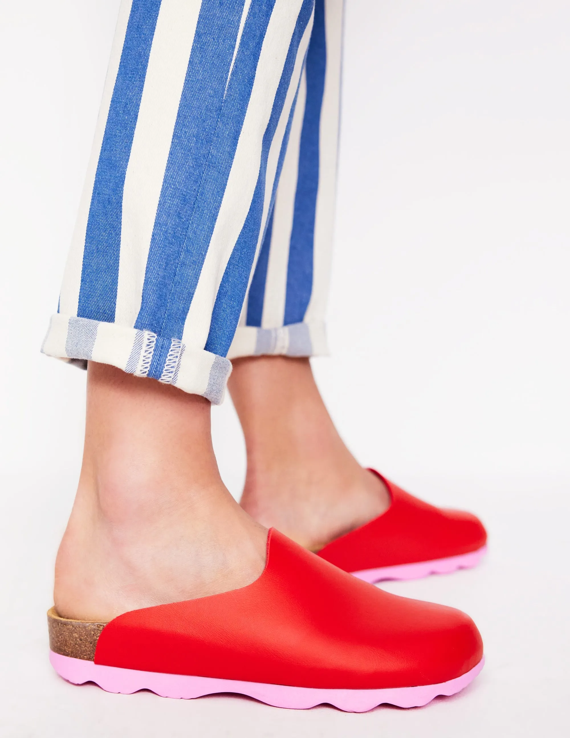 Colour Block Clogs-Post Box Red/Soft Pink