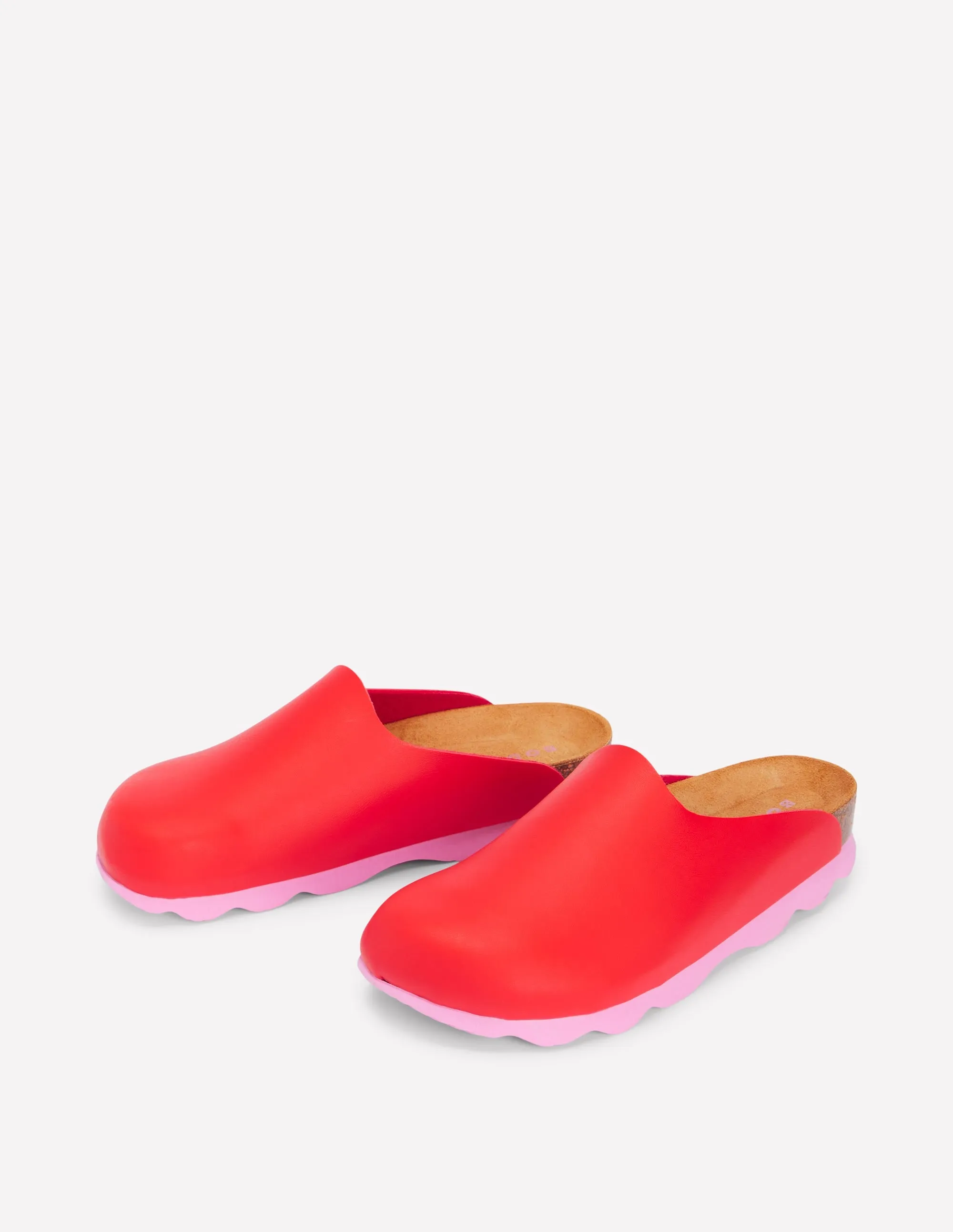 Colour Block Clogs-Post Box Red/Soft Pink