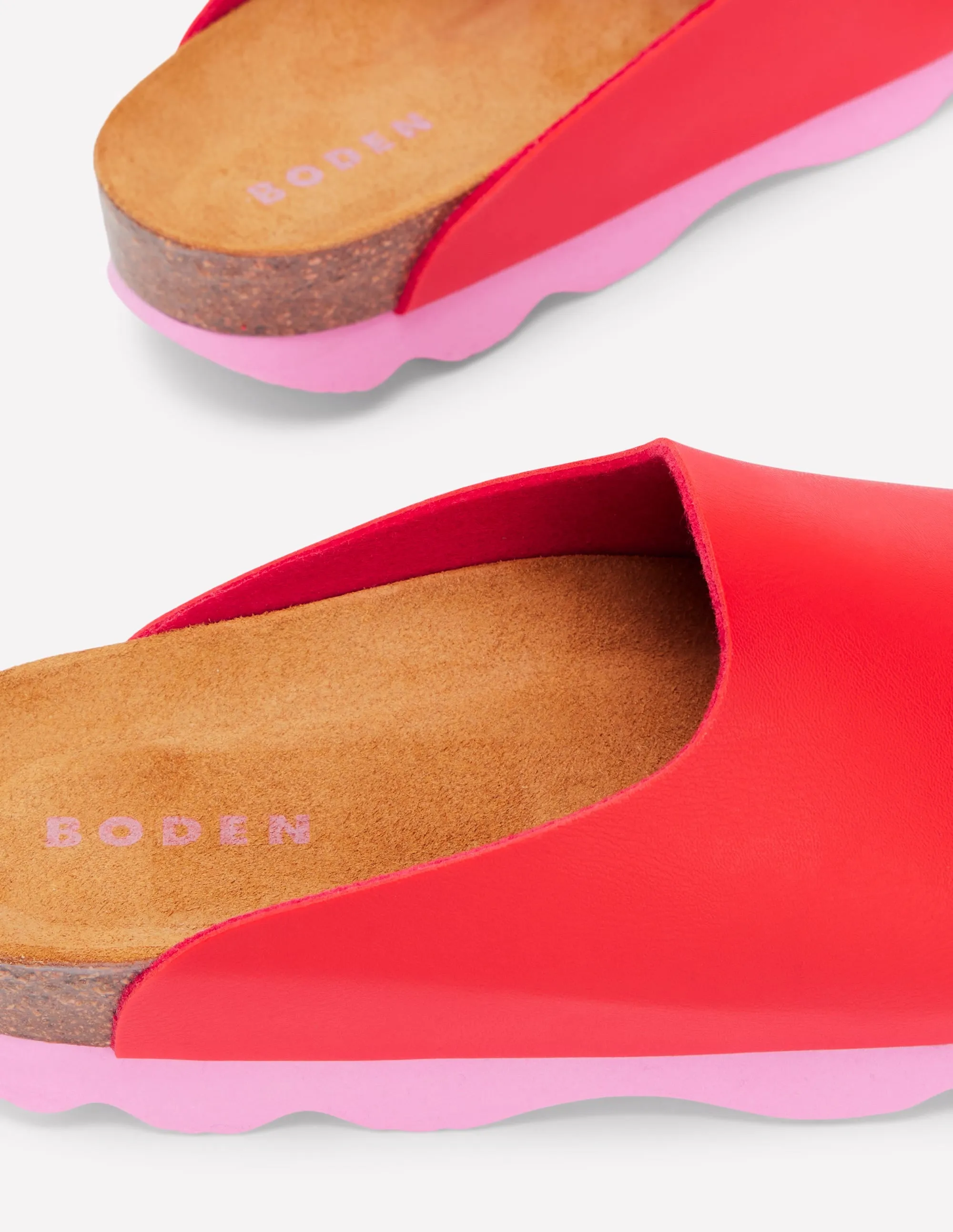 Colour Block Clogs-Post Box Red/Soft Pink