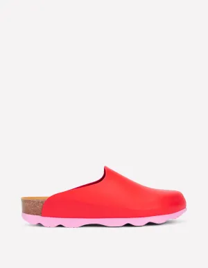 Colour Block Clogs-Post Box Red/Soft Pink
