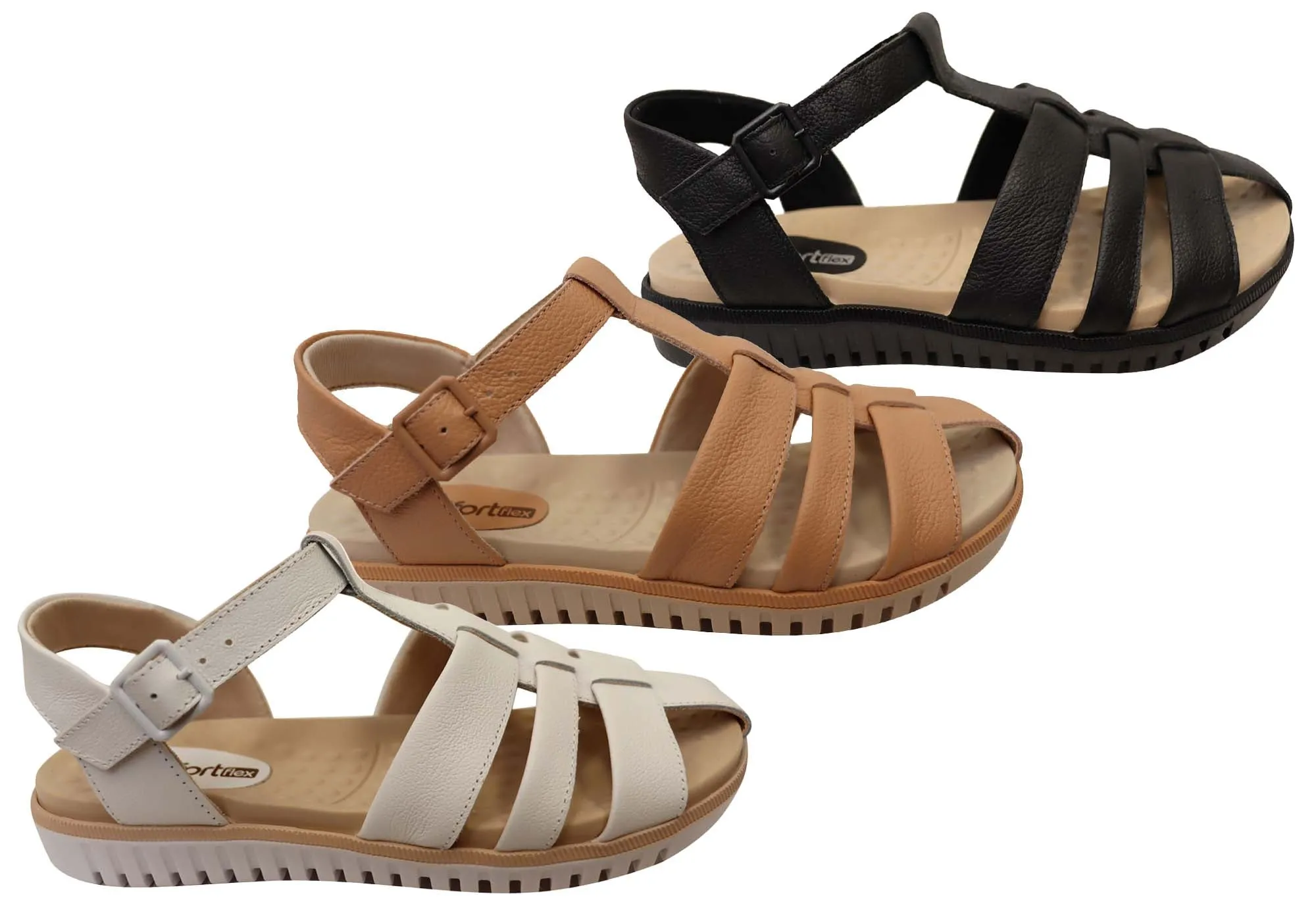 Comfortflex Kelly Womens Comfortable Leather Sandals Made In Brazil Comfortflex Shoes