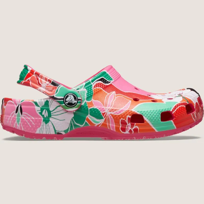 Crocs Kids Classic Woodcut Floral Clog Shoes_Crocs