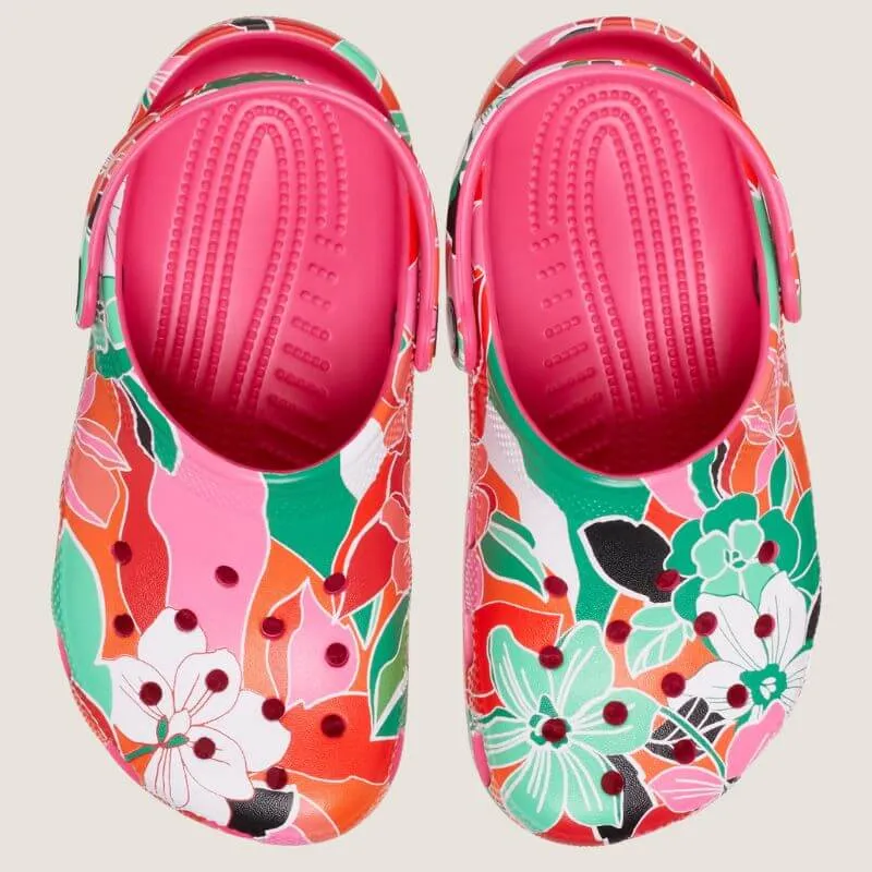 Crocs Kids Classic Woodcut Floral Clog Shoes_Crocs