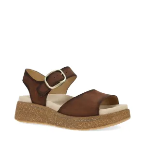 Dansko Women's Bianca Leather Platform Sandal in Brown Burnished Suede