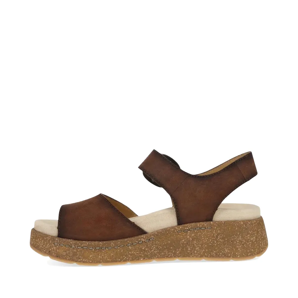 Dansko Women's Bianca Leather Platform Sandal in Brown Burnished Suede