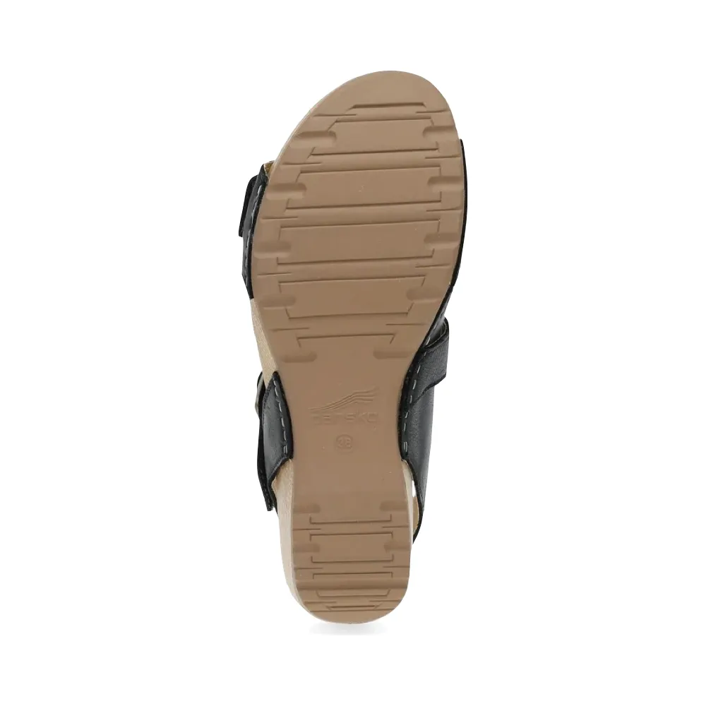 Dansko Women's Trinity Heeled Sandal in Black Burnished Nubuck