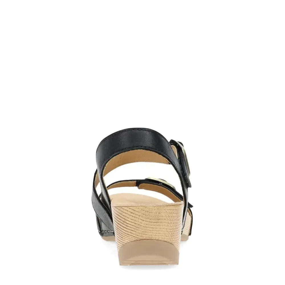 Dansko Women's Trinity Heeled Sandal in Black Burnished Nubuck