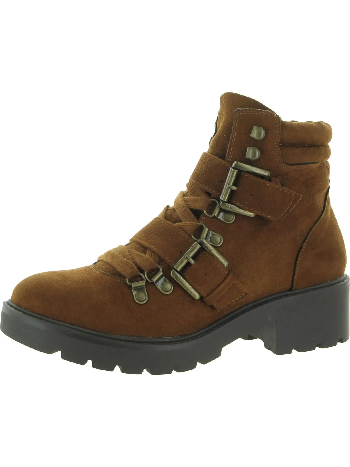 Day Time Womens Faux Suede Lugged Sole Ankle Boots