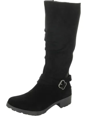 Dayna Womens Faux Suede Zipper Mid-Calf Boots