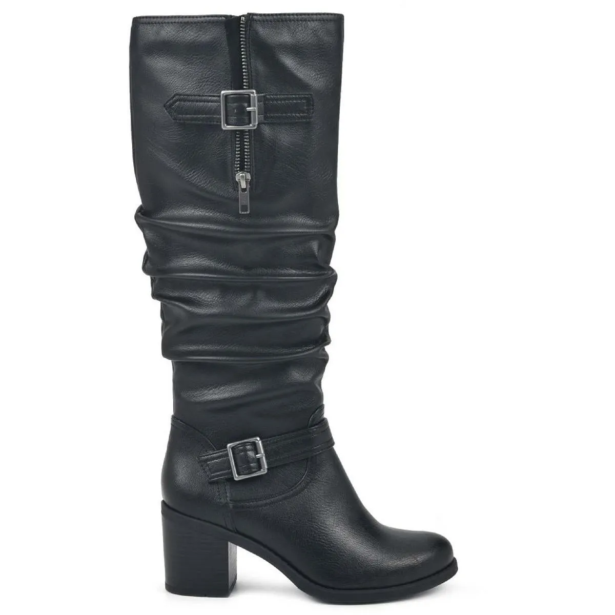 Desirable Womens Faux Leather Slouchy Knee-High Boots