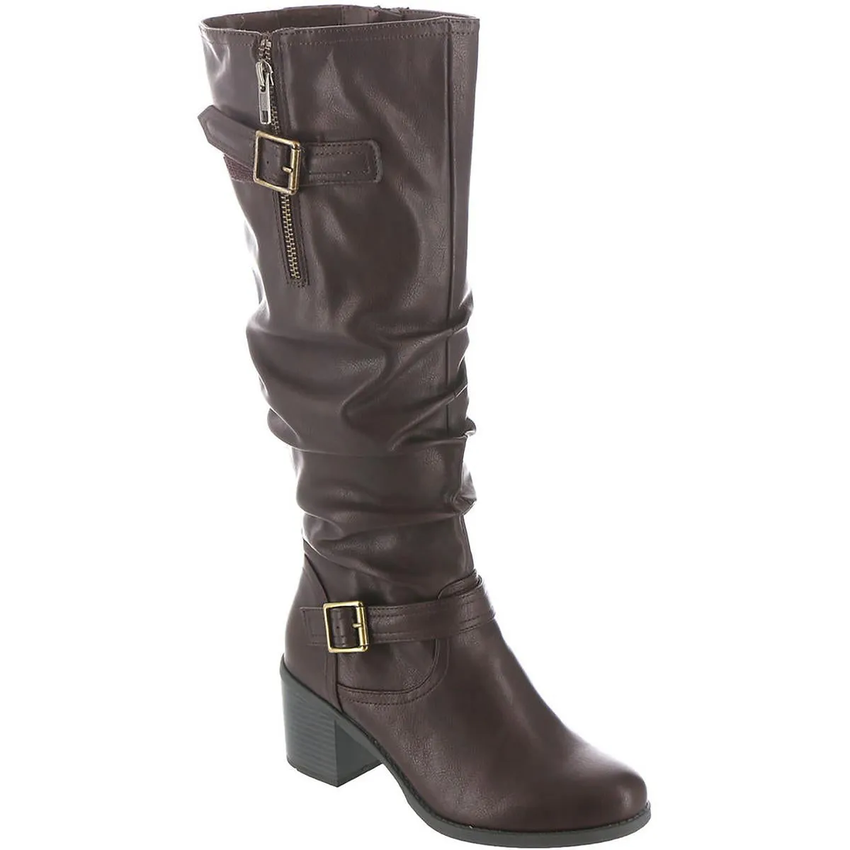 Desirable Womens Faux Leather Slouchy Knee-High Boots