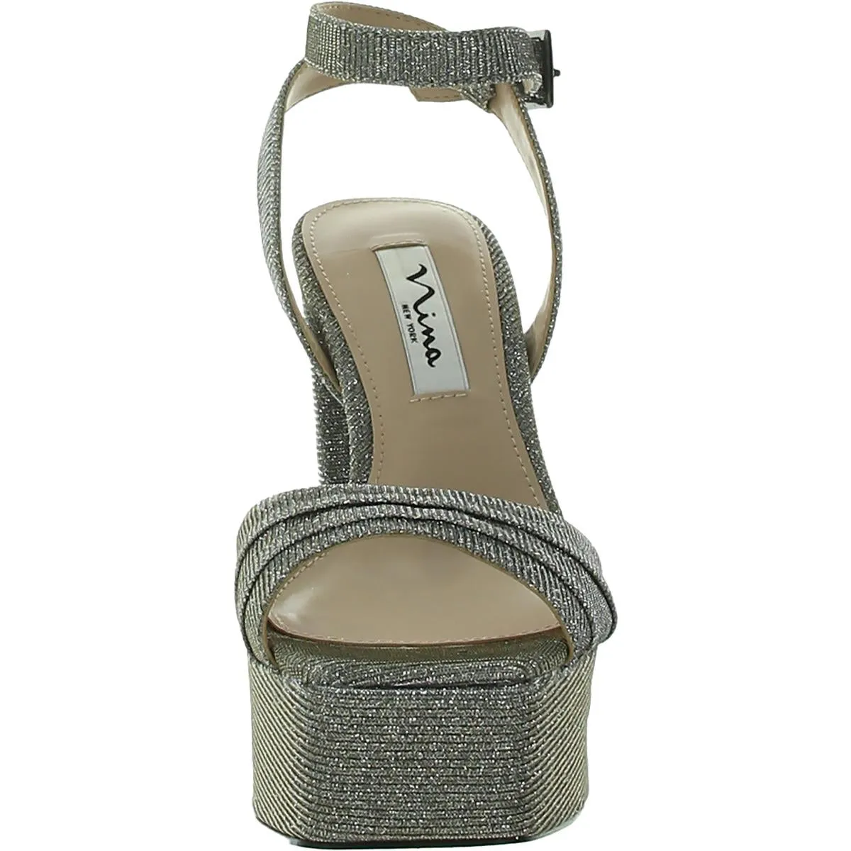 Dorcas Womens Shimmer Ankle Strap Platform Sandals