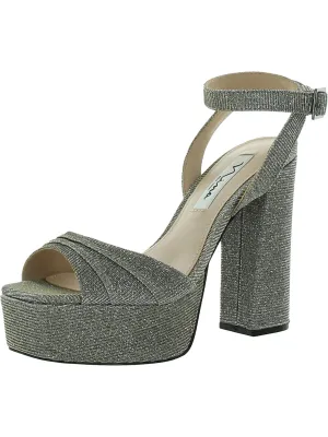 Dorcas Womens Shimmer Ankle Strap Platform Sandals