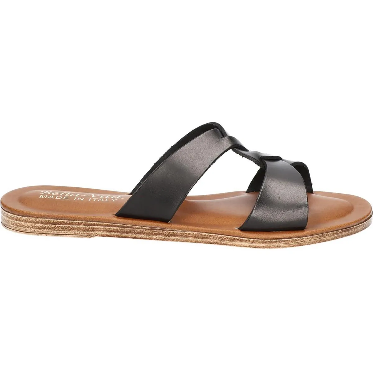 Dov-Italy Womens Leather Comfort Insole Slide Sandals