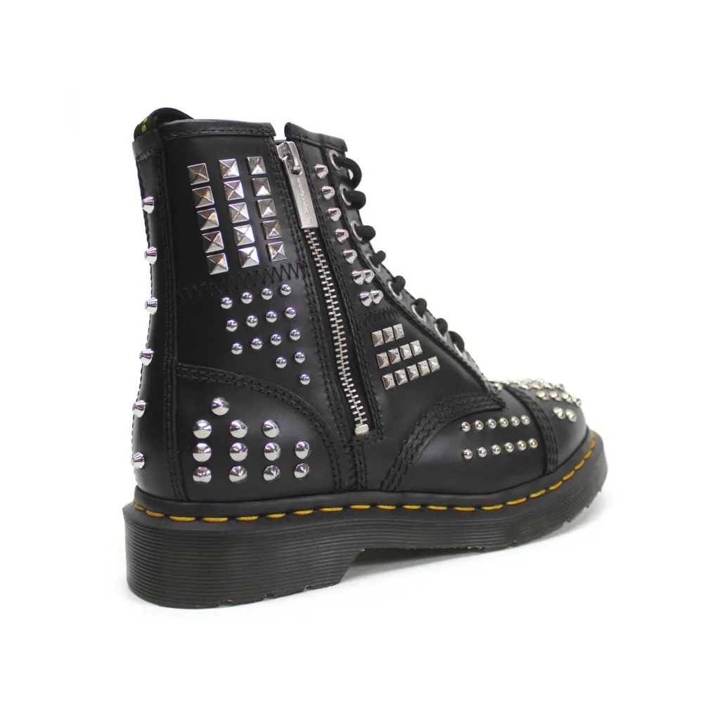 Dr. Martens 1460 Studded Zip Atlas Leather Unisex Ankle Biker Boots