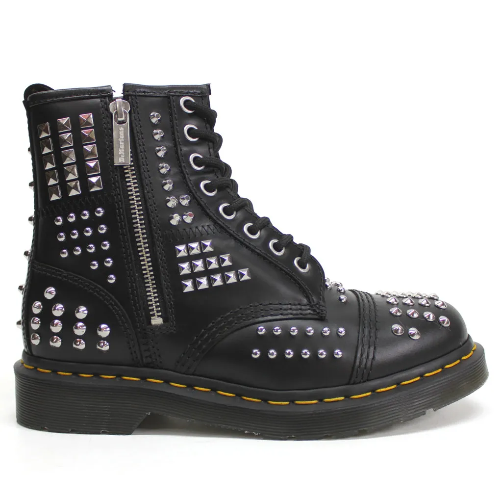 Dr. Martens 1460 Studded Zip Atlas Leather Unisex Ankle Biker Boots