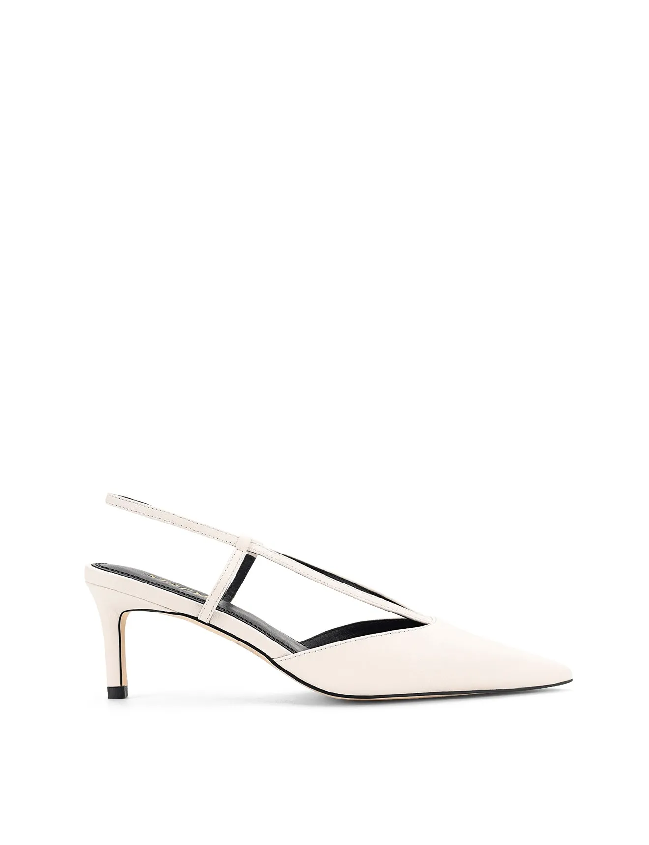 Dreamer Slingback Kitten Heels - Chalk White Leather
