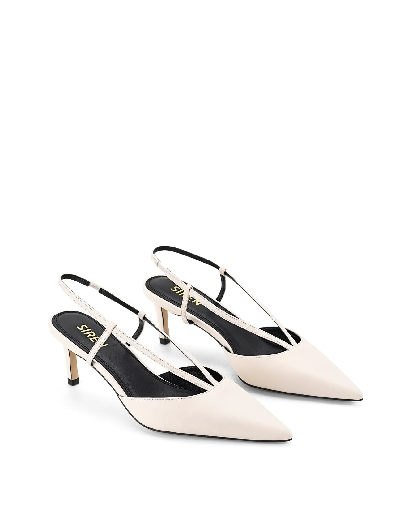 Dreamer Slingback Kitten Heels - Chalk White Leather