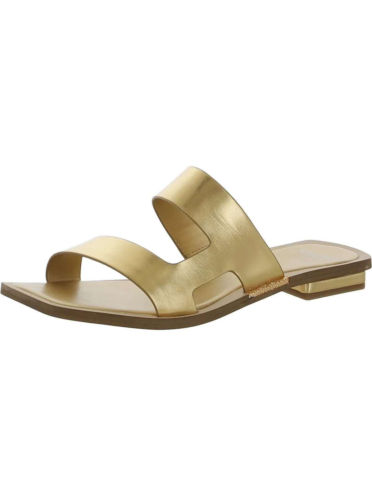 Emily  Womens Leather Open Toe Slide Sandals