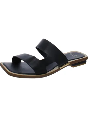 Emily  Womens Leather Open Toe Slide Sandals