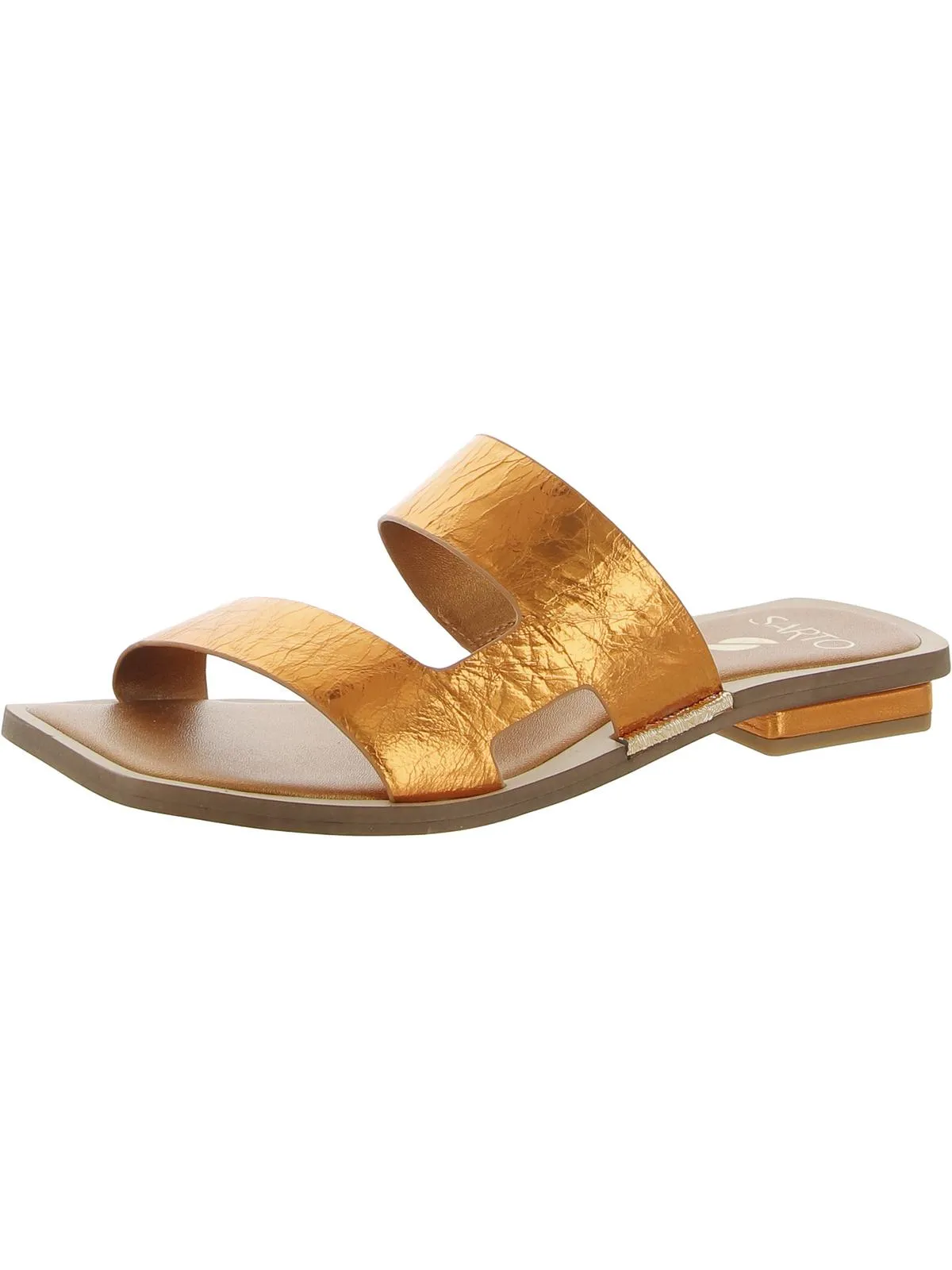 Emily  Womens Leather Open Toe Slide Sandals