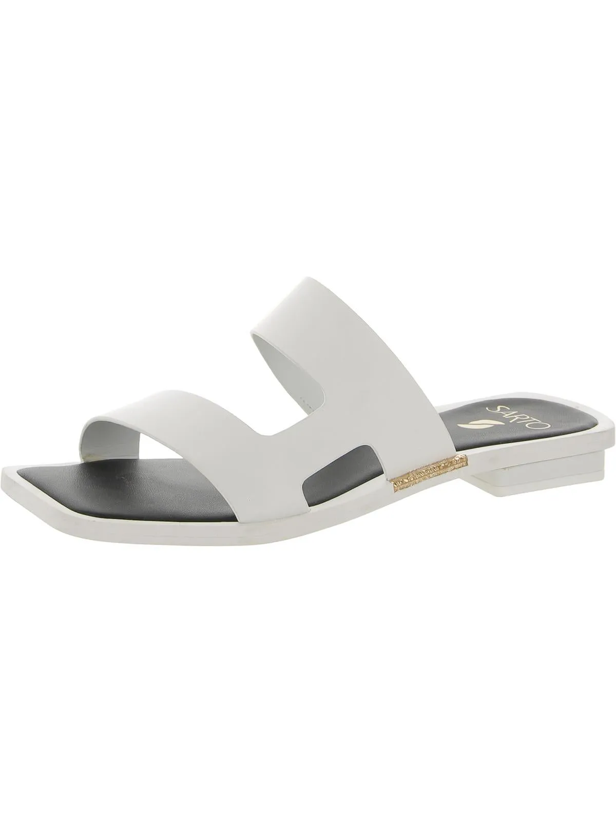 Emily  Womens Leather Open Toe Slide Sandals