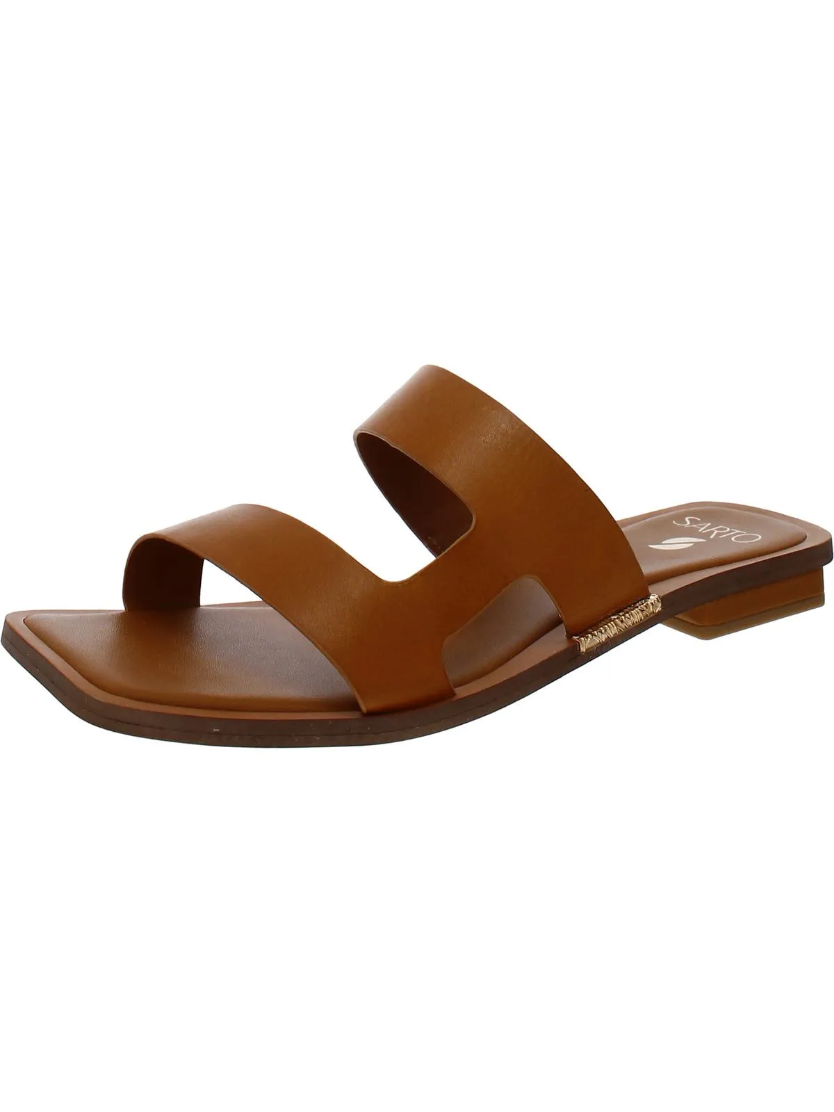 Emily  Womens Leather Open Toe Slide Sandals