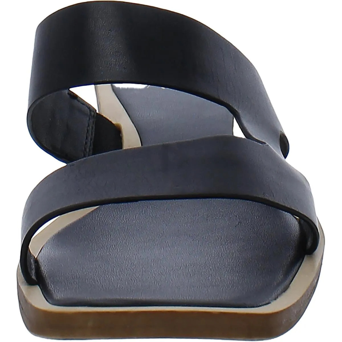 Emily  Womens Leather Open Toe Slide Sandals