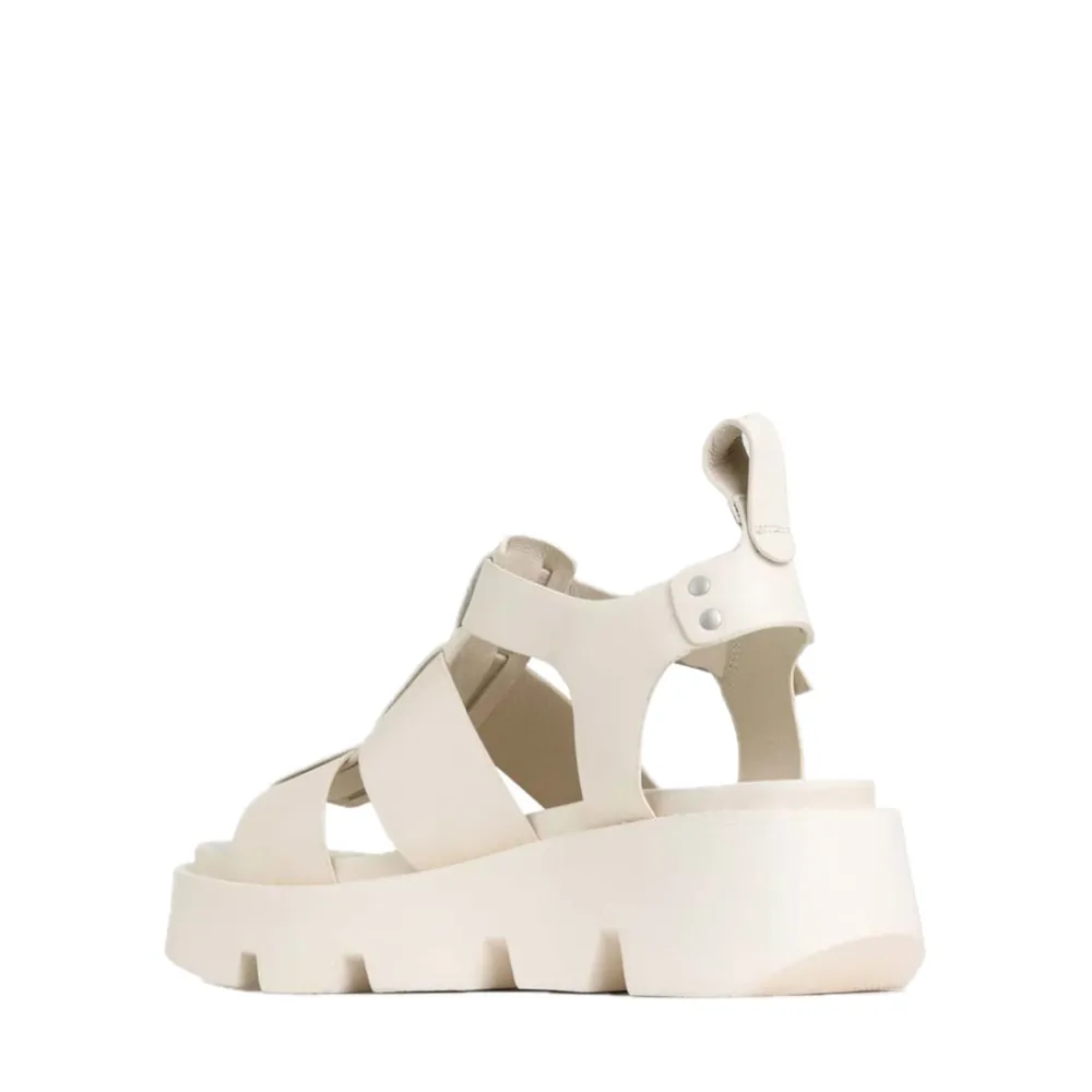 EOS Women's Kailan Leather Fisherman Platform Sandal in Bone