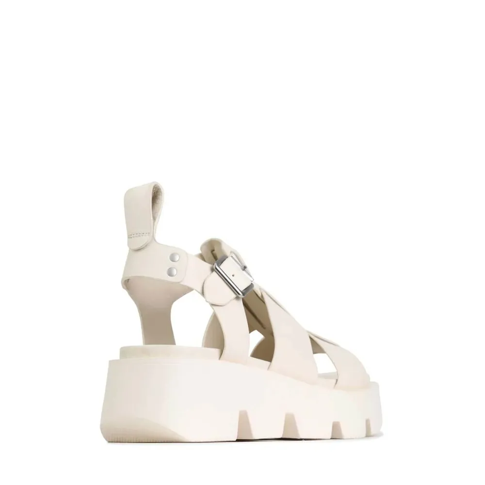 EOS Women's Kailan Leather Fisherman Platform Sandal in Bone