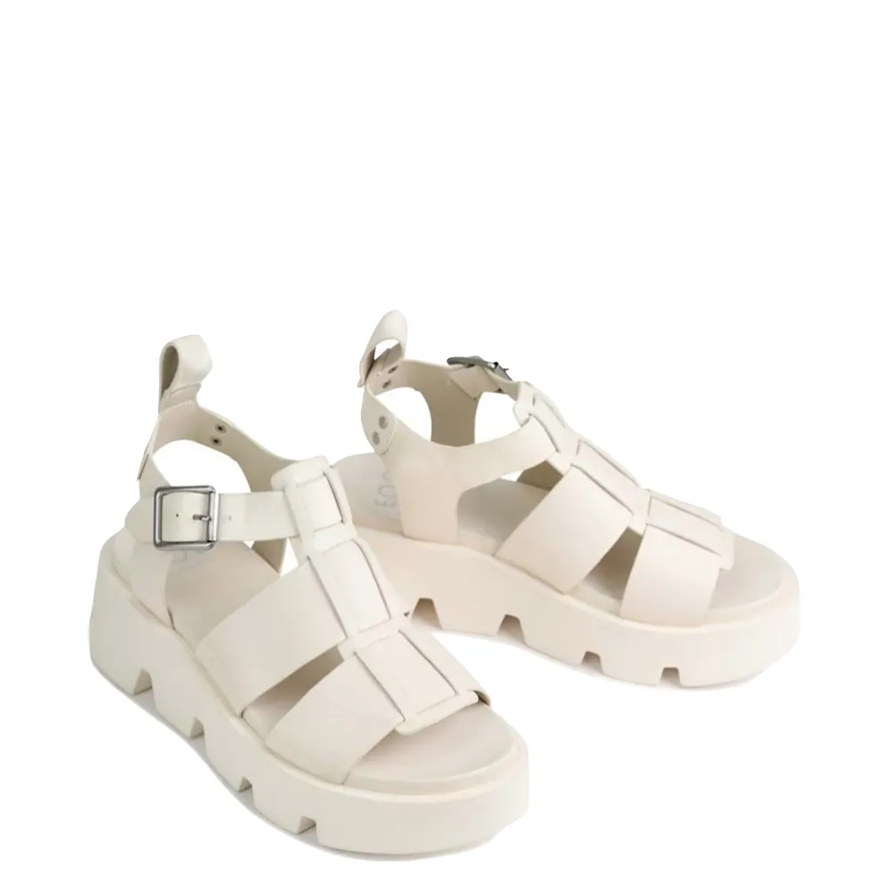 EOS Women's Kailan Leather Fisherman Platform Sandal in Bone