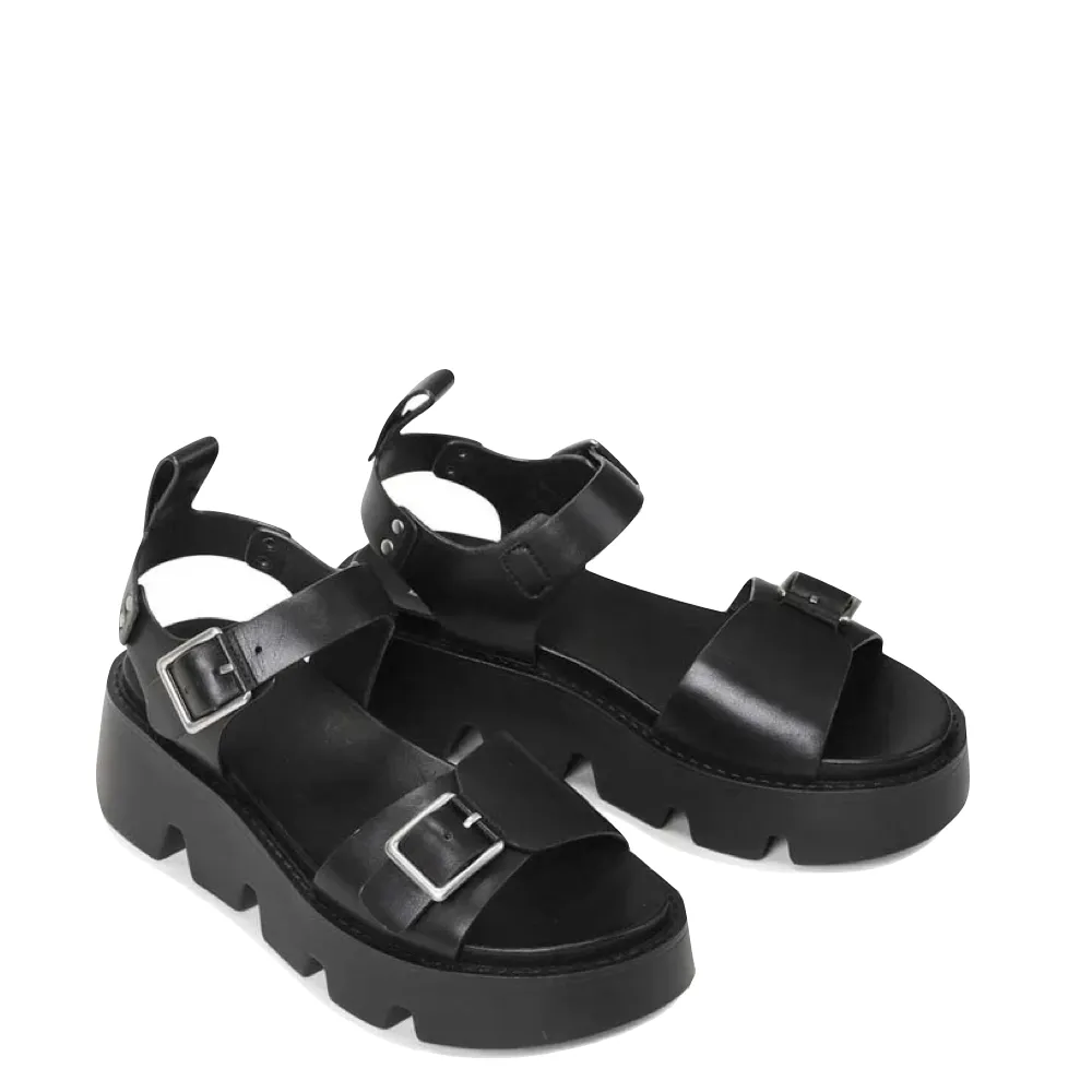 EOS Women's Kaira Leather Platform Sandals in Black