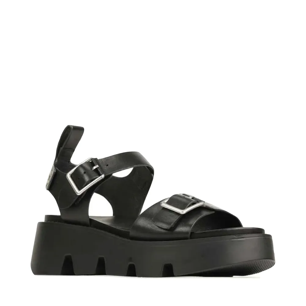 EOS Women's Kaira Leather Platform Sandals in Black
