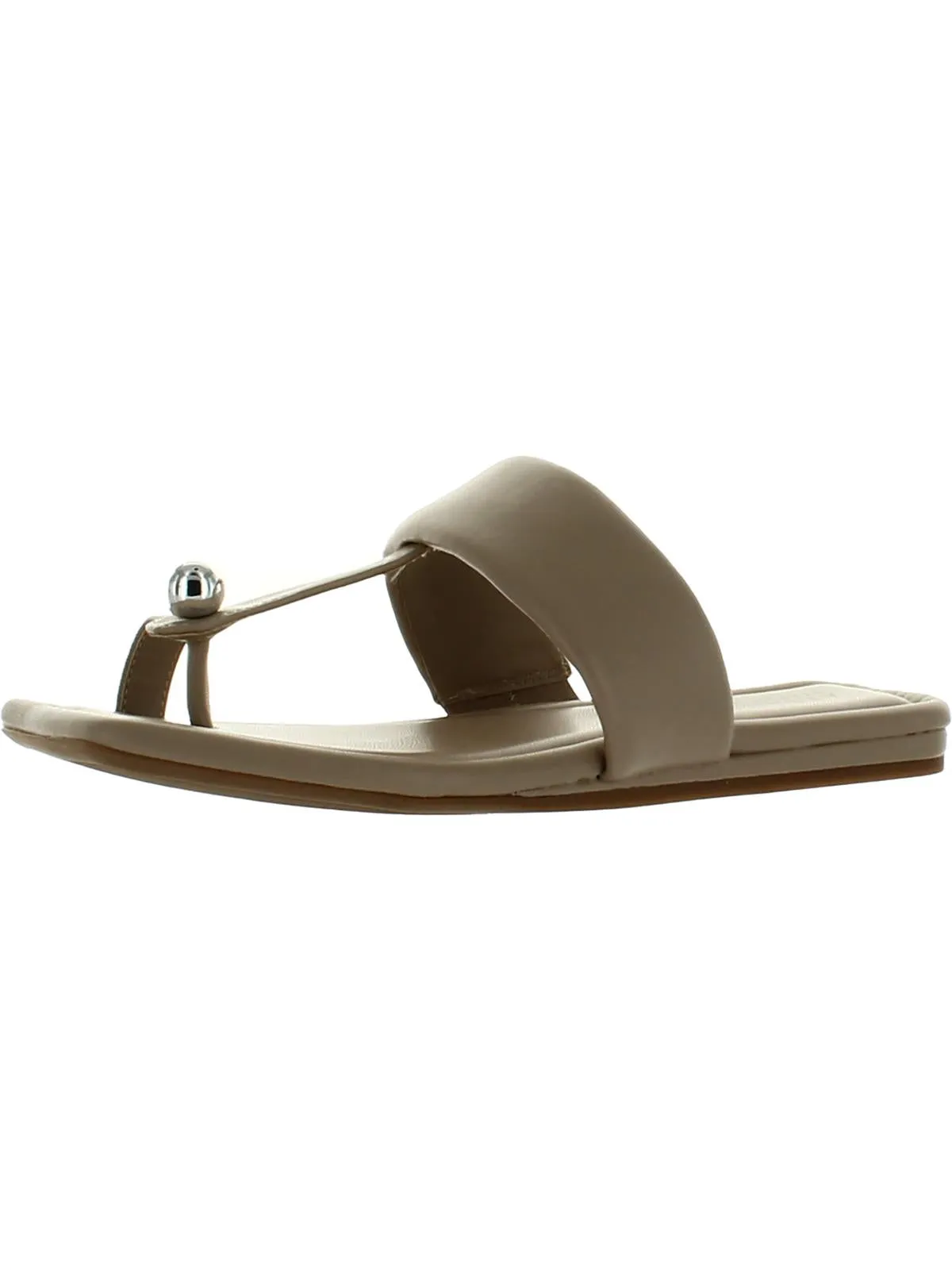 Estelle Womens Faux Leather Toe Loop Slide Sandals