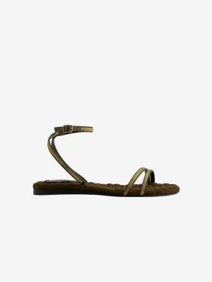 Faye Vegan Cotton Cushioned Sandals | Military Crystal