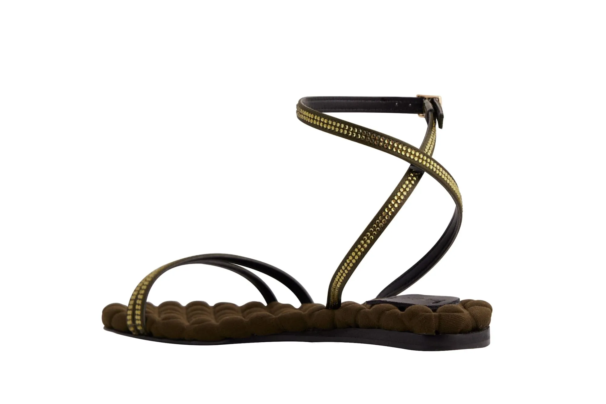 Faye Vegan Cotton Cushioned Sandals | Military Crystal