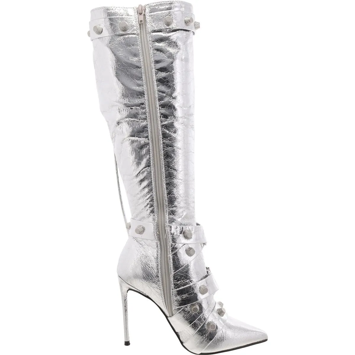 Fink Womens Faux Leather Embellished Knee-High Boots