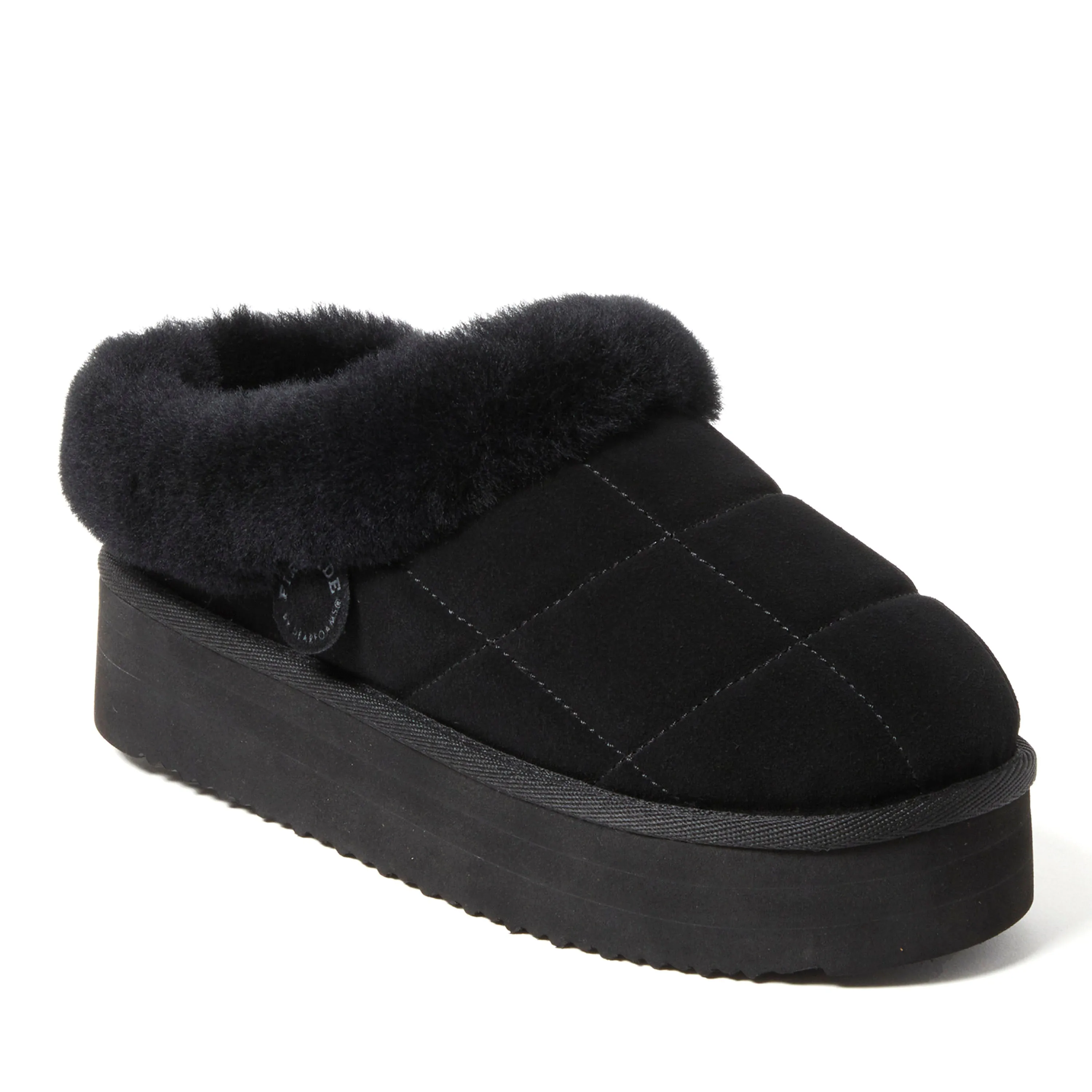 Fireside by Dearfoams Women's Bendigo Genuine Shearling Quilted Platform Clog