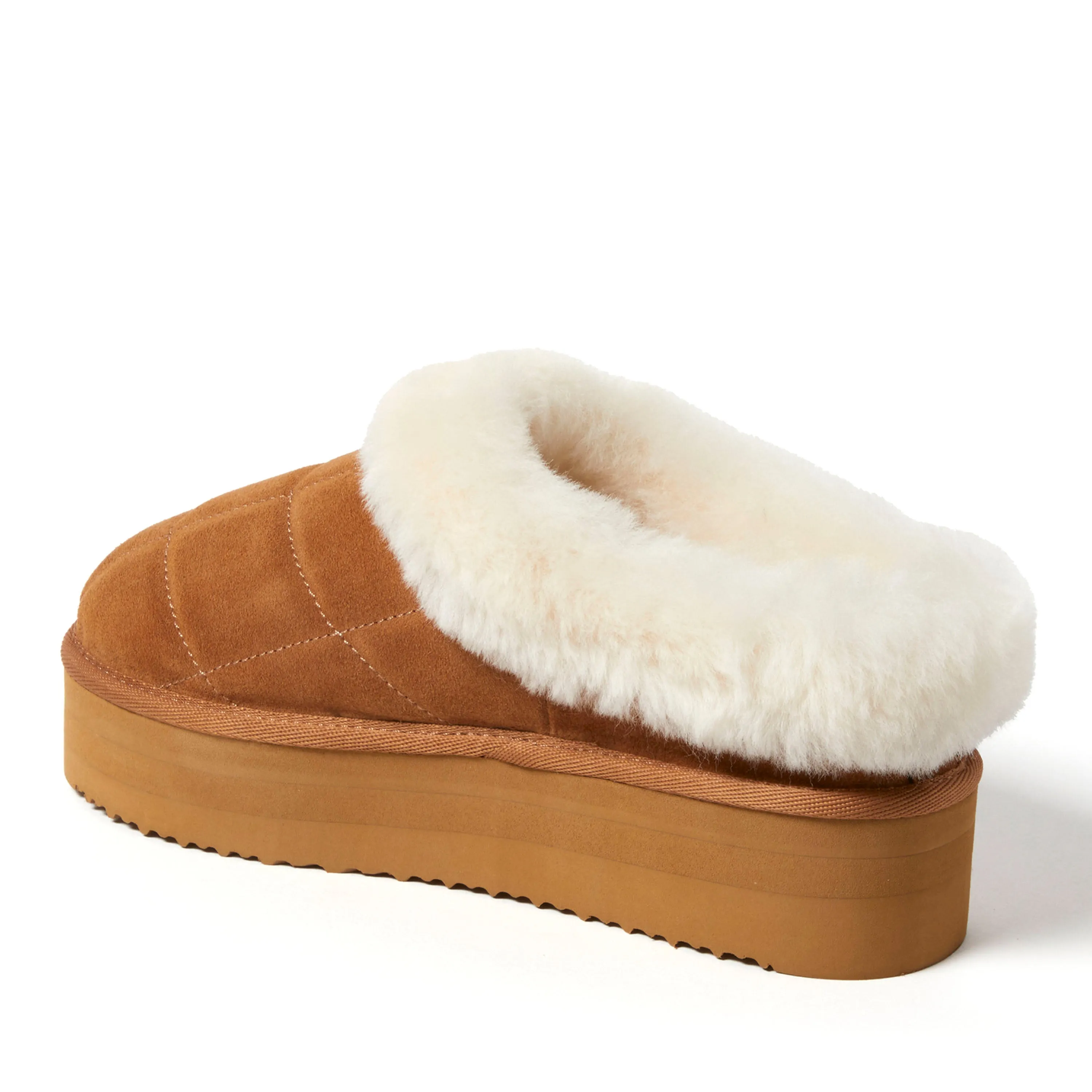 Fireside by Dearfoams Women's Bendigo Genuine Shearling Quilted Platform Clog