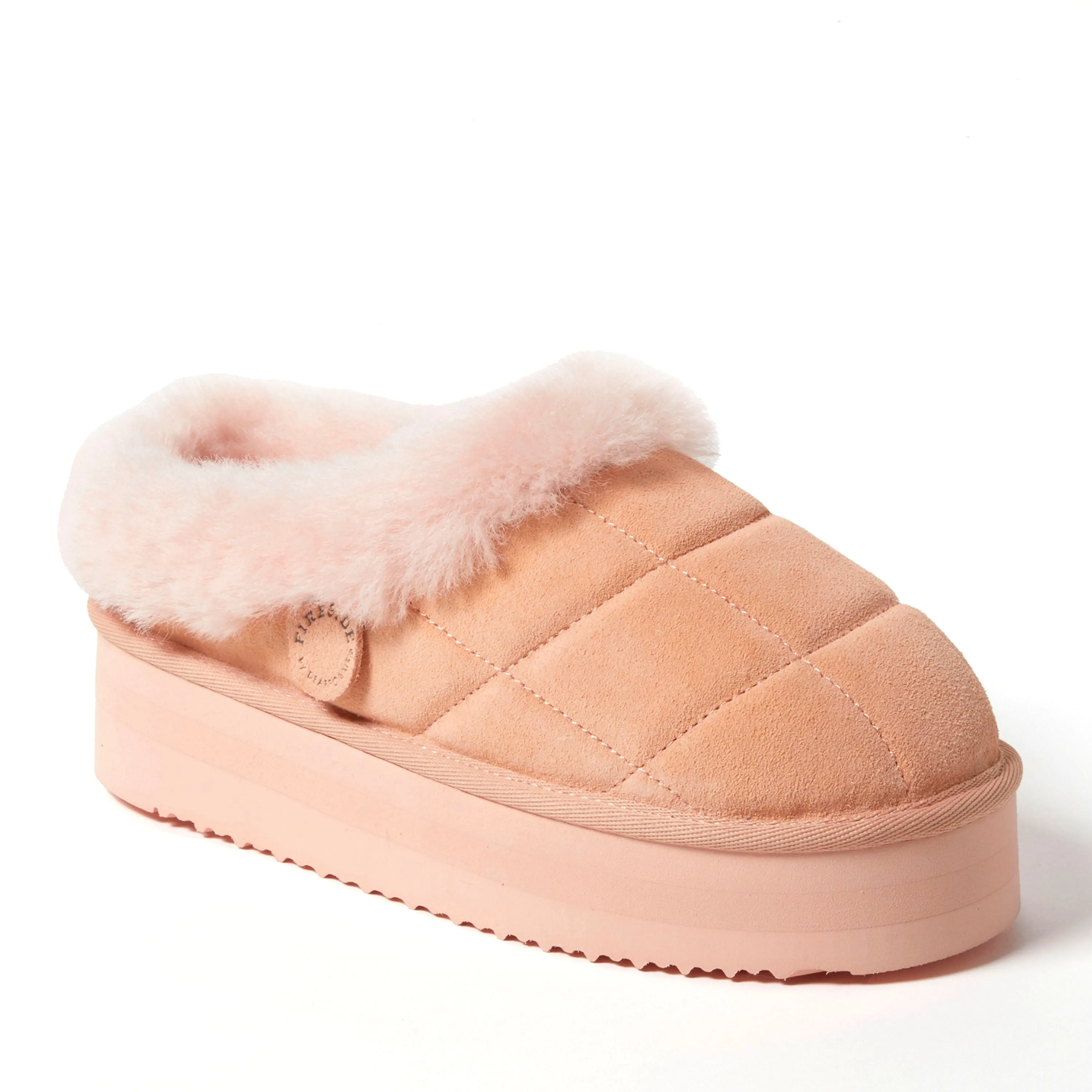 Fireside by Dearfoams Women's Bendigo Genuine Shearling Quilted Platform Clog