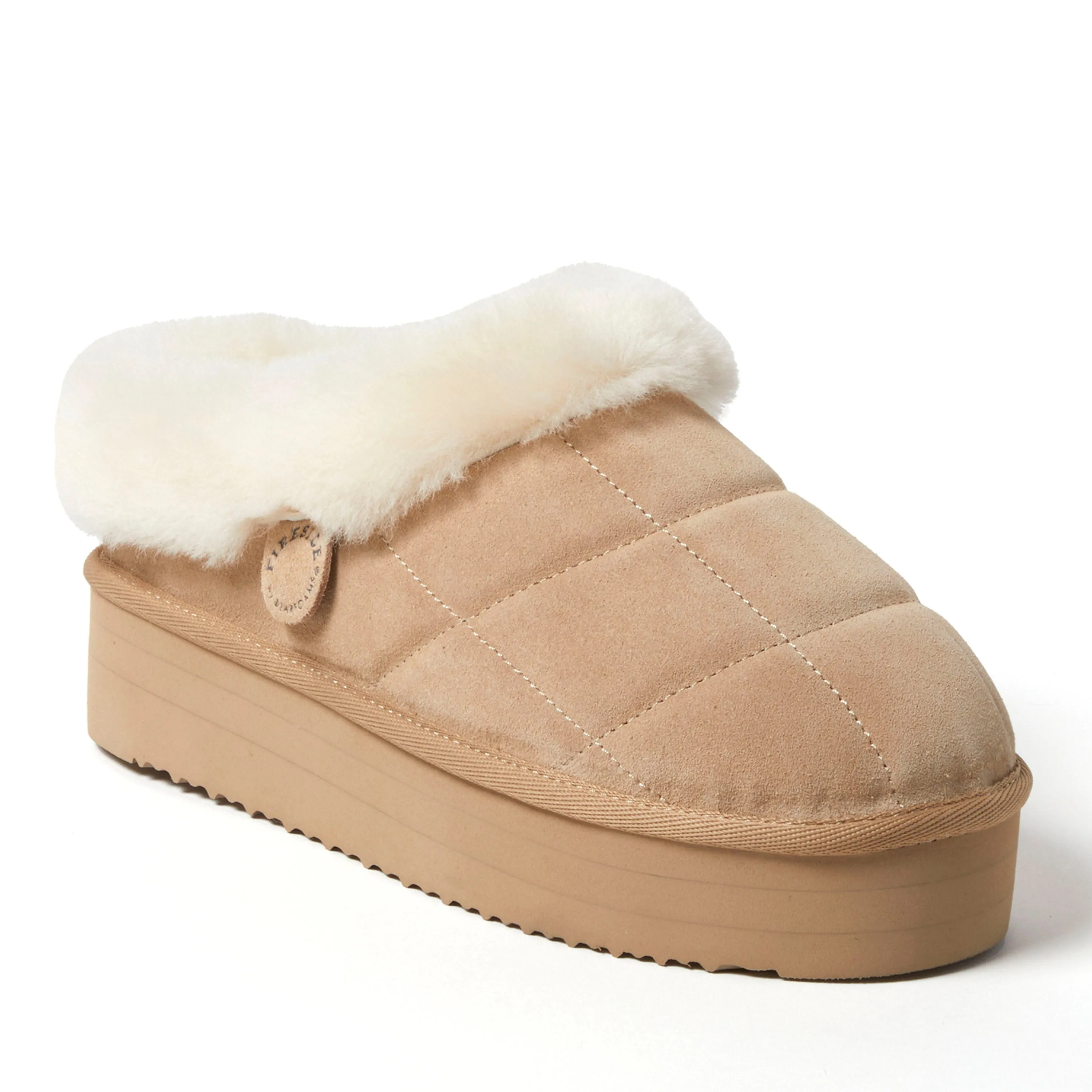 Fireside by Dearfoams Women's Bendigo Genuine Shearling Quilted Platform Clog