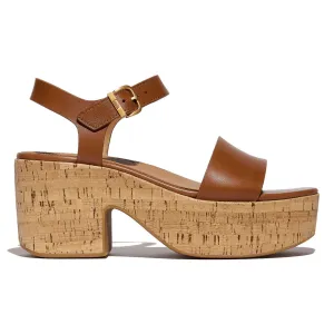 FitFlop Women's PlatFForms Ankle-Strap Deep Tan Leather